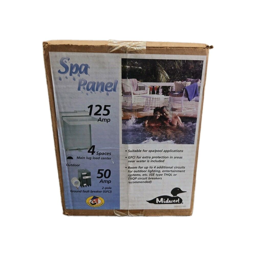NEW - MIDWEST 125 Amp 4-Space Main Lug Outdoor Spa Panel with 50 Amp GFCI